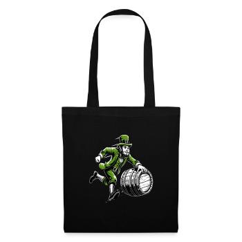 Leprechaun poussant le tonneau (Leprechaun irlandais) - Sac en tissu - noir - Devant