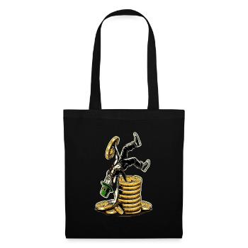 Coin-Stacking Leprechaun (Irish Leprechaun) - Tote Bag - black - Front
