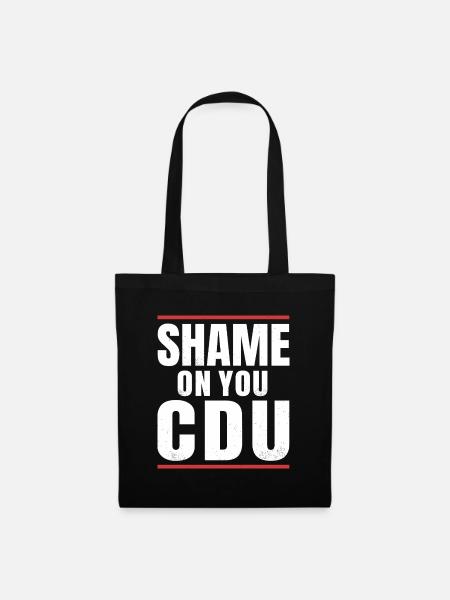 CDU Shame On You CDU - Stoffbeutel - Schwarz