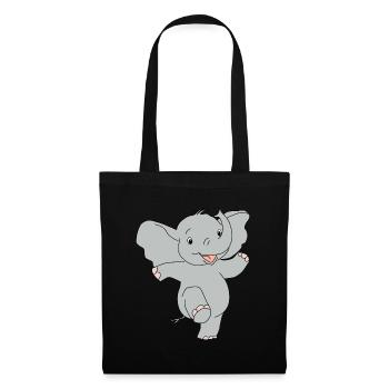 Éléphant dansant mignon - Motif de dessin animé amusant - Sac en tissu - noir - Devant
