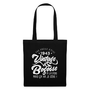 1943 Anniversaire vintage bogosse de 80 Ans - Sac en tissu - noir - Devant