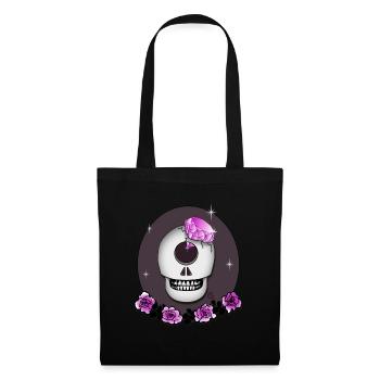 Crâne avec Rose, Diamant en T-shirt Rose & Plus - Sac en tissu - noir - Devant