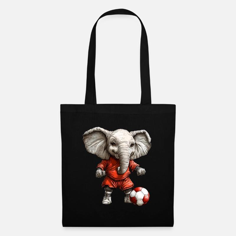 Fussball Elefant - Stoffbeutel - Schwarz