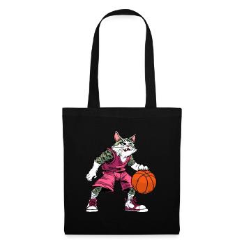 Chats Joueur de basket-ball / Chat de basket-ball - Sac en tissu - noir - Devant