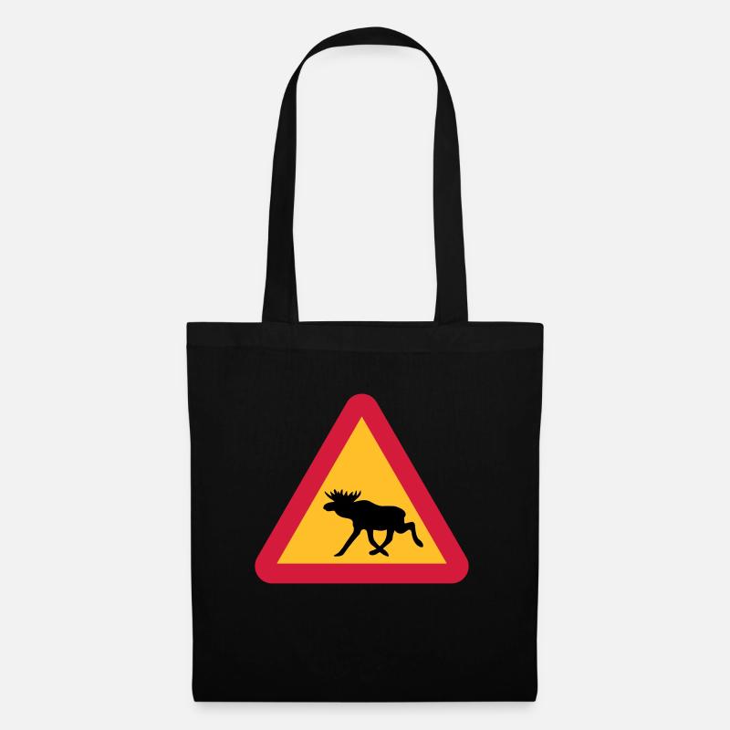 Moose warning sign - Tote Bag - black