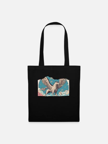 Pegasus mit Vögeln - Stoffbeutel - Schwarz