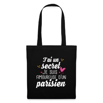 Parisien Paris Femme Amoureuse Cadeau Amour Humour - Sac en tissu - noir - Devant