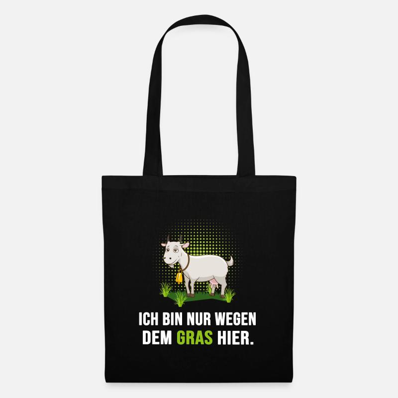 Ziegenbock Ziege "Ziege mag Gras" ziegenbart high - Stoffbeutel - Schwarz