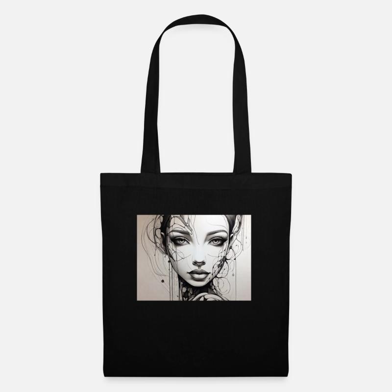Drawing Face - Stoffbeutel - Schwarz
