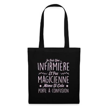 Humour Infirmière - Fête des mères - Sac en tissu - noir - Devant