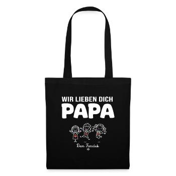 Wir lieben dich Papa dein Fanclub 3 Kinder - Stoffbeutel - Schwarz - Vorne