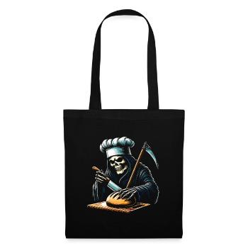 Crâne squelette faucheur coupe le pain - Sac en tissu - noir - Devant