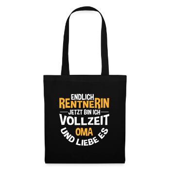 Geschenk Rentnerin | Jetzt bin ich Vollzeit Oma - Stoffbeutel - Schwarz - Vorne