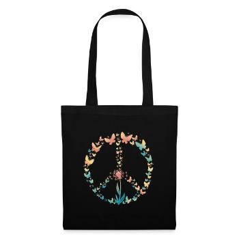 Peace Love Butterfly Pusteflower 70s retro - Tote Bag - black - Front