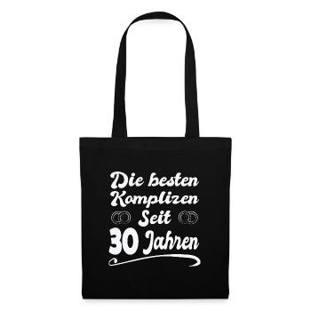 30 Jahre Ehe Ehefrau 30. Hochzeitstag Geschenk - Stoffbeutel - Schwarz - Vorne