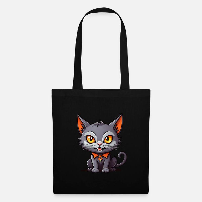 Schwarze Vampirkatze - Stoffbeutel - Schwarz