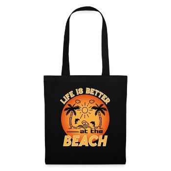 Strand Beach Urlaub Reise Life is better - Tote Bag - black - Front