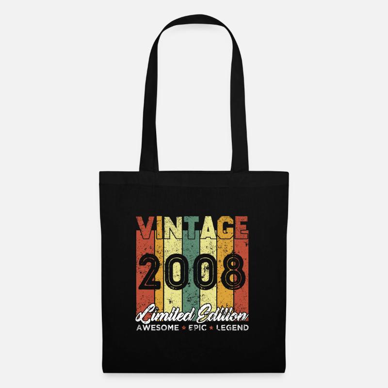 Vintage 2008 Limited Edition Geburtstagsgeschenk - Stoffbeutel - Schwarz