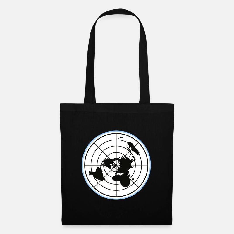 Flache Erde | Flat Earth Map | Farben änderbar - Stoffbeutel - Schwarz