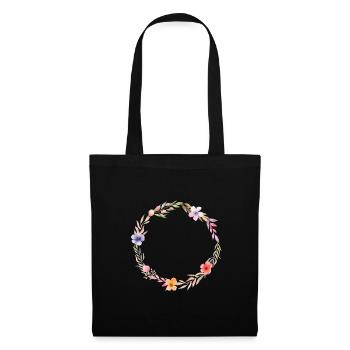 Customisable floral wreath, colourful - Tote Bag - black - Front