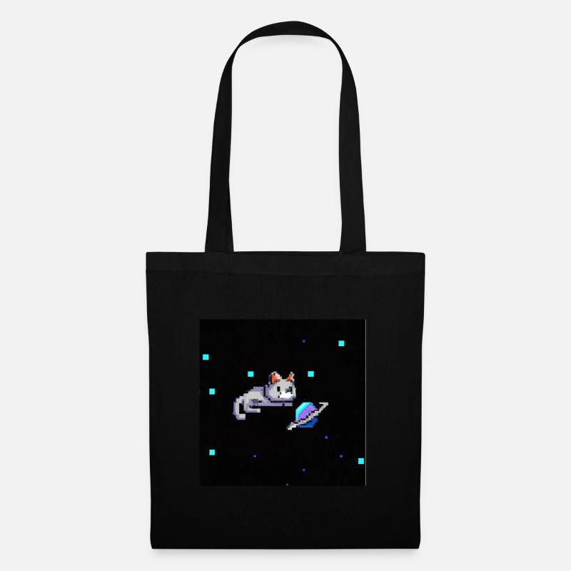 Chat de l’espace - PixelArt - Sac en tissu - noir