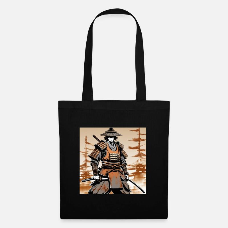 Samurai im Ocker-Rüstungsstil - Stoffbeutel - Schwarz