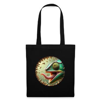 Caméléon avec des abeilles et une longue langue - Sac en tissu - noir - Devant