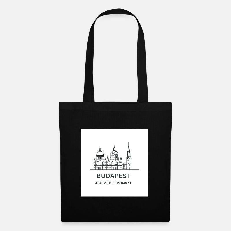 Budapest Linienkunst Silhouette Wahrzeichen - Stoffbeutel - Schwarz