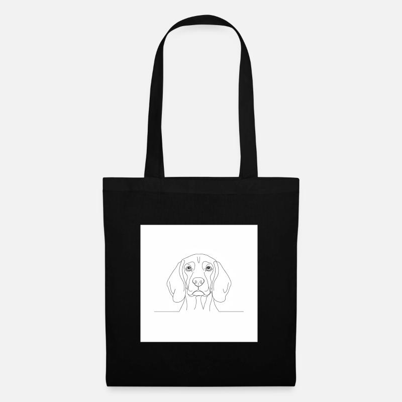 Beagle Linienporträt Kopf - Stoffbeutel - Schwarz