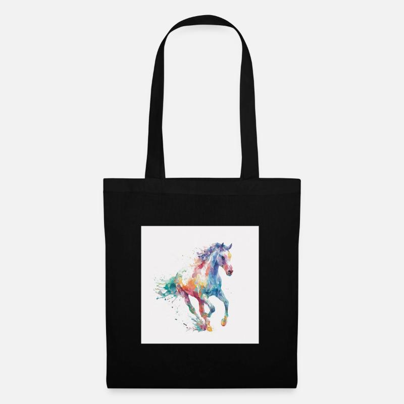 Regenbogenpferd Aquarell-Burst - Stoffbeutel - Schwarz