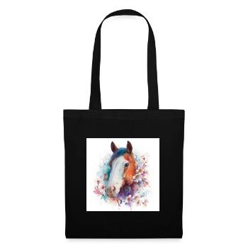Portrait aquarelle de la fleur du cheval - Sac en tissu - noir - Devant