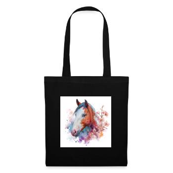 Watercolor Horse Bloom Portrait - Tote Bag - black - Front