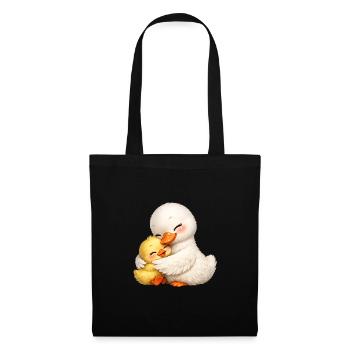 Mom duck cuddles with her baby - Tote Bag - black - Front