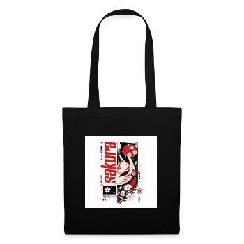 Streetwear Design "Sakura Kitsune" - Stoffbeutel - Schwarz - Vorne