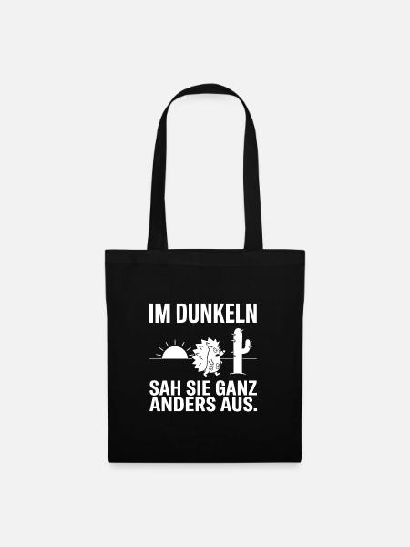 Im Dunkeln sah sie ganz anders aus Igel Kaktus - Stoffbeutel - Schwarz