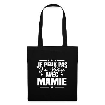 Je peux pas j'ai bêtise avec mamie - Sac en tissu - noir - Devant