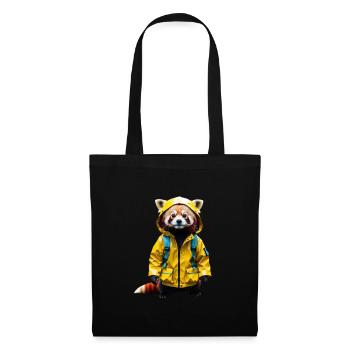 Drôle de panda roux avec veste de pluie - Sac en tissu - noir - Devant
