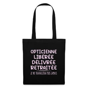 Optikerin feiert ihren Ruhestand mit humorvollem Geschenk - Stoffbeutel - Schwarz - Vorne