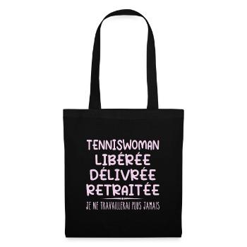 Tennisfrau feiert ihren Ruhestand mit Humor Geschenk - Stoffbeutel - Schwarz - Vorne