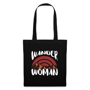 Wanderwoman - T-Shirt für Wanderungen - Stoffbeutel - Schwarz - Vorne