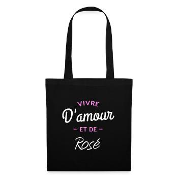 T shirt humour vivre d amour et de rosé citation - Sac en tissu - noir - Devant
