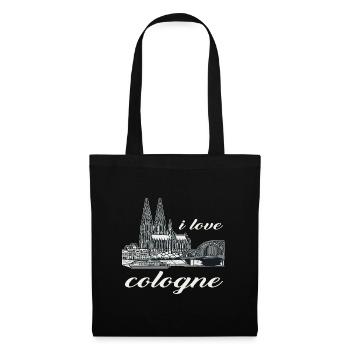 J’adore Cologne Design avec la cathédrale de Cologne et le Rhin - Sac en tissu - noir - Devant