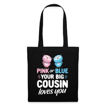 Rose ou bleu votre grand cousin vous aime - hiboux - Sac en tissu - noir - Devant