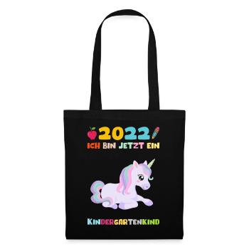 2022 Ich Bin Jetzt Ein Kindergartenkind Einhorn - Stoffbeutel - Schwarz - Vorne