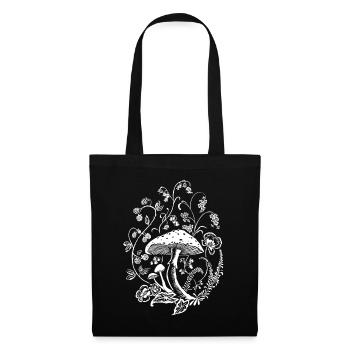 Toadstool with flower tendrils - Tote Bag - black - Front