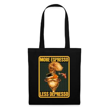 More Espresso Less Depresso - Funny Coffee Cat - Tote Bag - black - Front