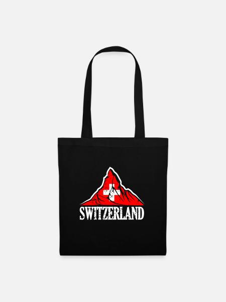 Schweiz Matterhorn - Schweizer Flagge - Stoffbeutel - Schwarz