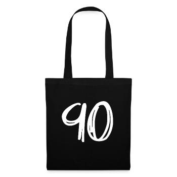 90 JAHRE. 90-JÄHRIGES JUBILÄUM. GEBURTSTAG 90 JAHRE. JAHR - Stoffbeutel - Schwarz - Vorne