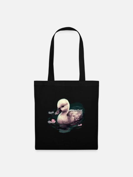 Baby Schwan Vogel Küken - Stoffbeutel - Schwarz