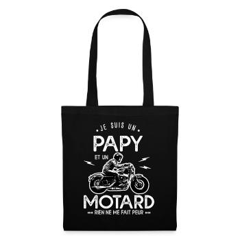 je suis un papy motard cadeau drôle moto grandpère - Sac en tissu - noir - Devant